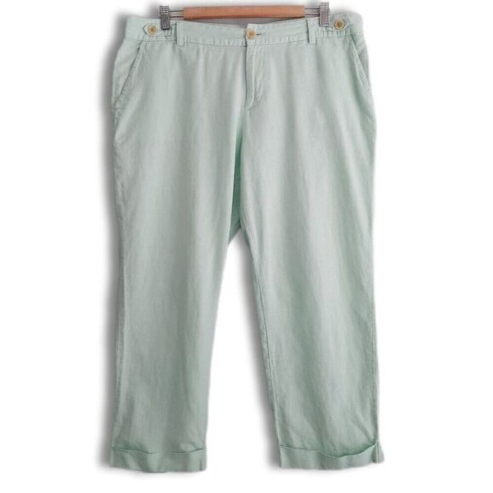 BANANA REPUBLIC Linen Cotton Blend Casual Crop Ankle Pants Pastel Green Sz 14